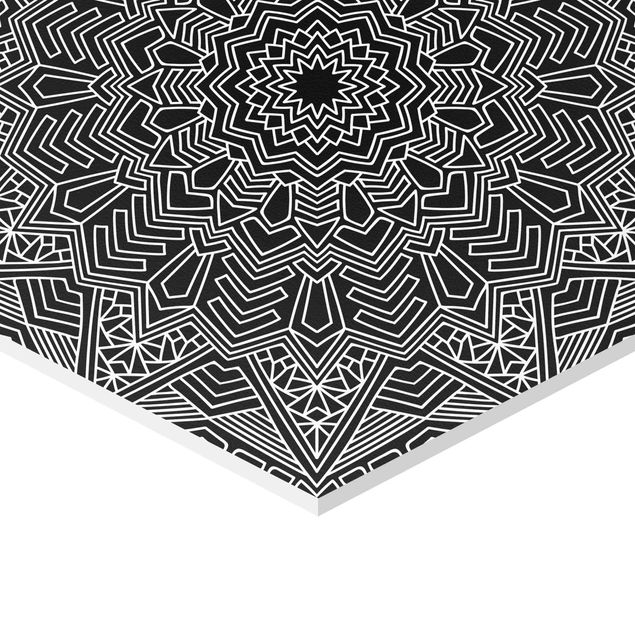 Black prints Mandala Flower Star Pattern Black