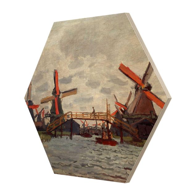 Wood prints Claude Monet - Windmills in Westzijderveld near Zaandam