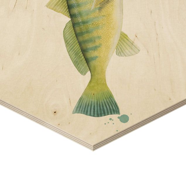 Wooden hexagon - Ink Trap - Fish Set I