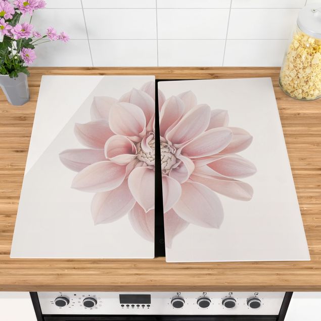 Stove top covers flower Dahlia Flower Pastel White Pink