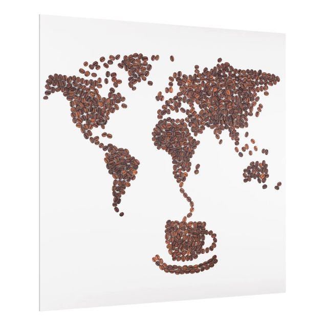 Glass splashback kitchen Coffee around the world