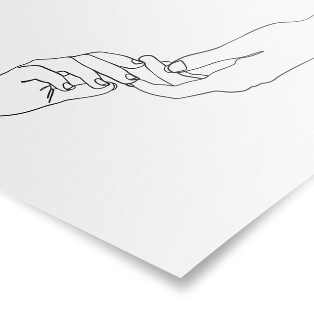 Posters black and white Line Art Hands Touching Black And White