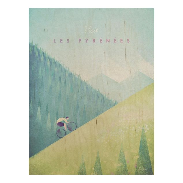 Wood prints landscape Travel Poster - The Pyrenees