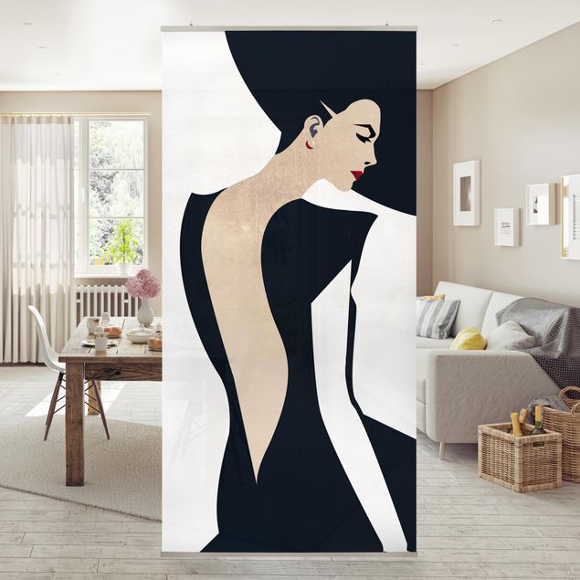 Room dividers Lady With Hat Dark Blue