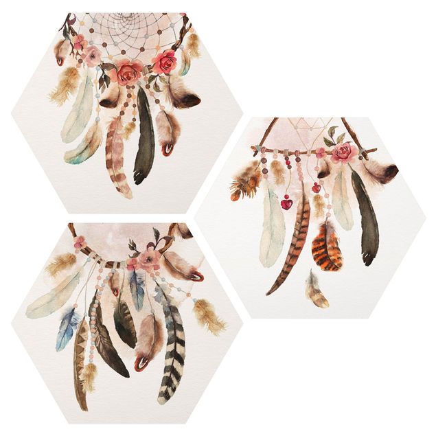 Modern art prints Watercolour Dream Catcher With Feathers
