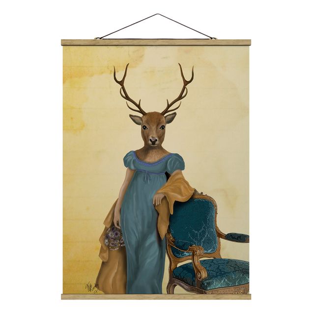 Prints baroque Animal Portrait - Deer Lady