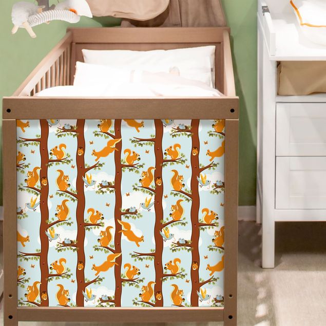 Kids room decor Cute Kids Pattern With Squirrels And Baby Birds