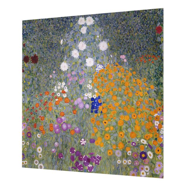 Glass splashback art print Gustav Klimt - Cottage Garden