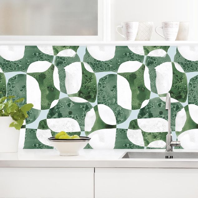 Kitchen Living Stones Pattern In Green