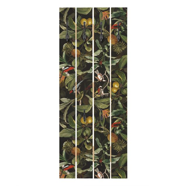 Green coat rack Birds With Pineapple Green