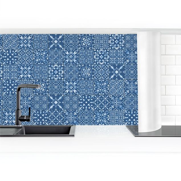 Film adhesive Patterned Tiles Navy White