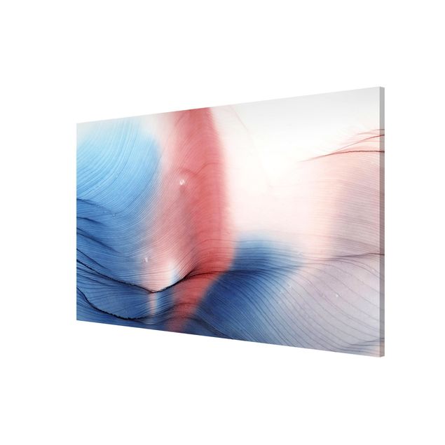 Abstract art prints Mottled Colour Dance In Blue With Red
