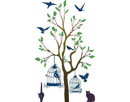 Wall stickers birds No.RS57 Cats And Birds