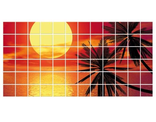 Tile films red Caribbean sunset