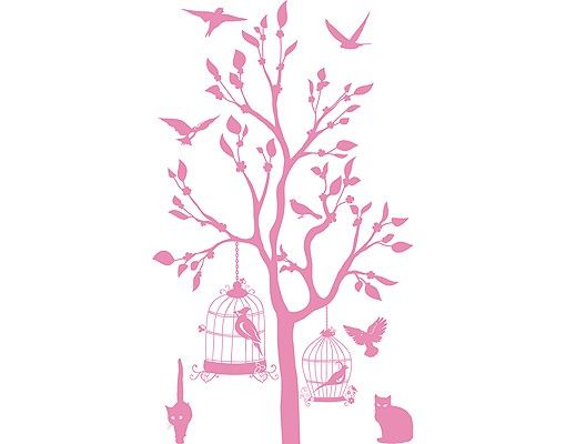 Wall stickers for cafe Wall Decal no.RS57 Cats And Birds II