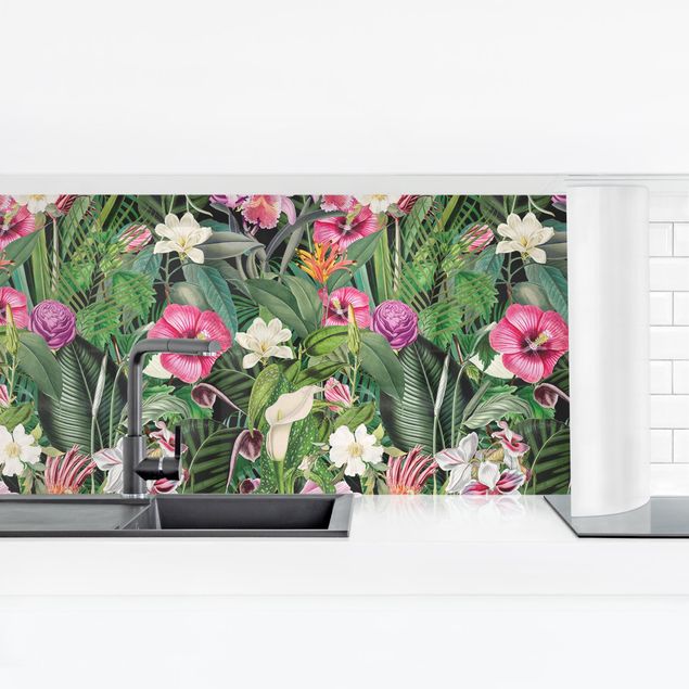 Self adhesive film Colourful Tropical Flowers Collage