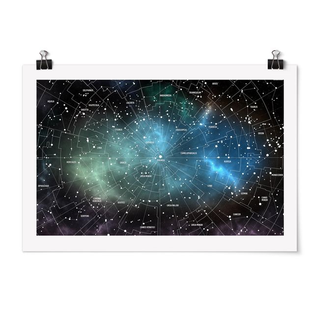Quote wall art Stellar Constellation Map Galactic Nebula