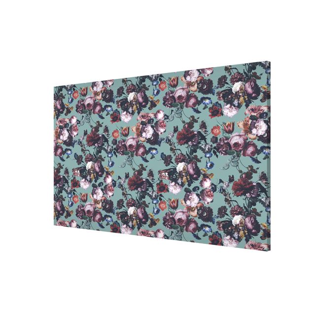 Magnet boards flower Old Masters Flowers With Tulips And Roses On Blue