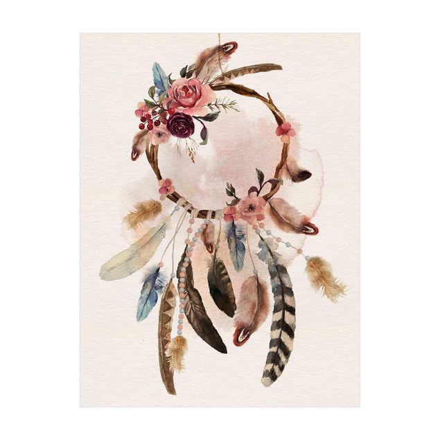 spiritual rugs Dreamcatcher With Roses And Feathers
