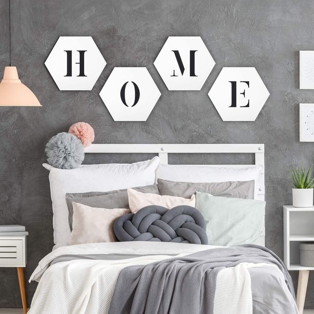 Family canvas wall art Letters HOME Black Set II
