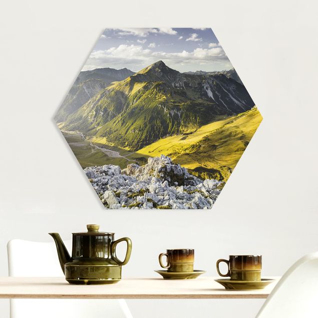 Prints landscape Mountains And Valley Of The Lechtal Alps In Tirol