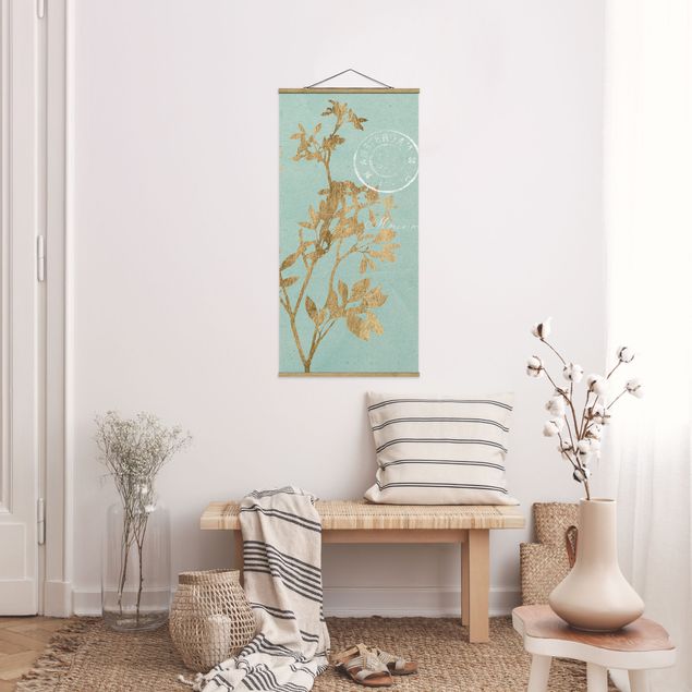 Vintage posters Golden Leaves On Turquoise I