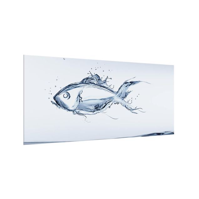 Glass splashbacks Liquid Silver Fish