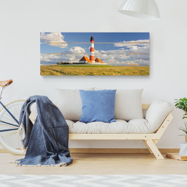 Wood prints landscape Lighthouse In Schleswig-Holstein