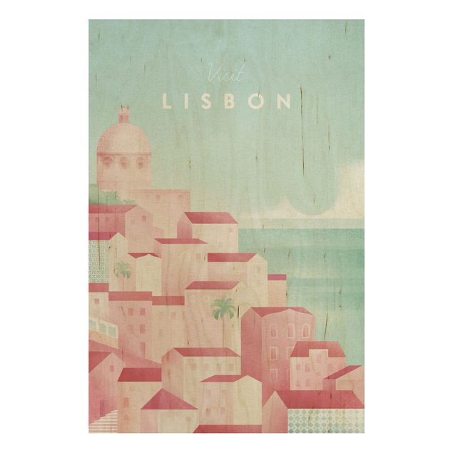 Wood prints landscape Travel Poster - Lisbon