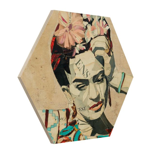 Wood photo prints Frida Kahlo - Collage No.1