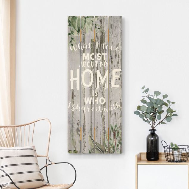 Wood prints flower Shabby Tropical - Home Is