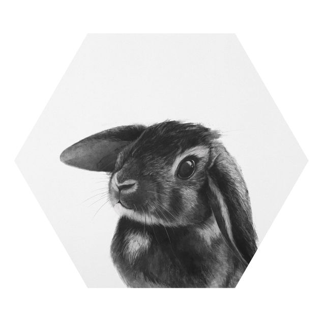 Black and white wall art Illustration Rabbit Black And White Drawing