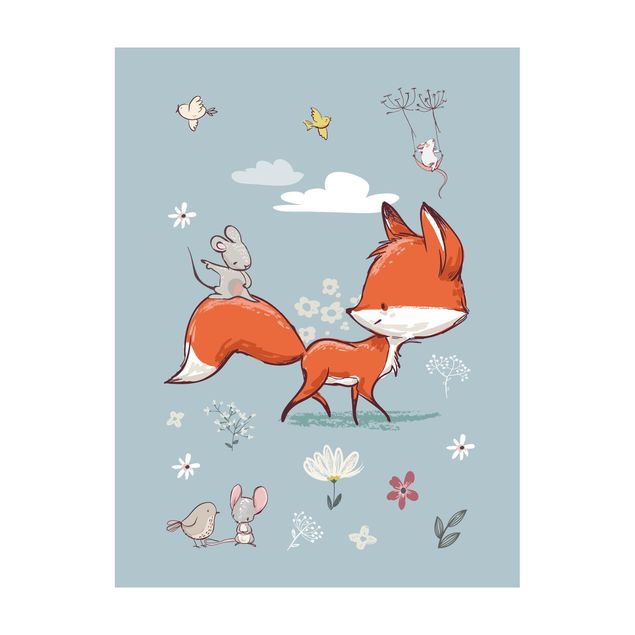 forest floor rug Fox And Mouse Travelling