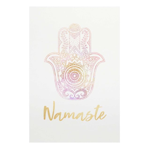 Prints Hamsa Hand Illustration Namaste Gold Light Pink