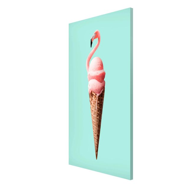 Art prints Ice Cream Cone With Flamingo