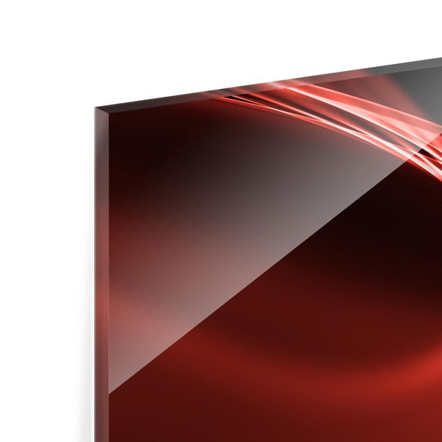 Glass Splashback - Red Wave - Panoramic