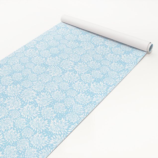 Adhesive films frosted Modern Scandinavian Floral Pattern Light Blue