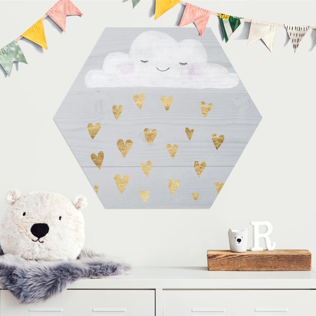Kids room decor Cloud With Golden Hearts