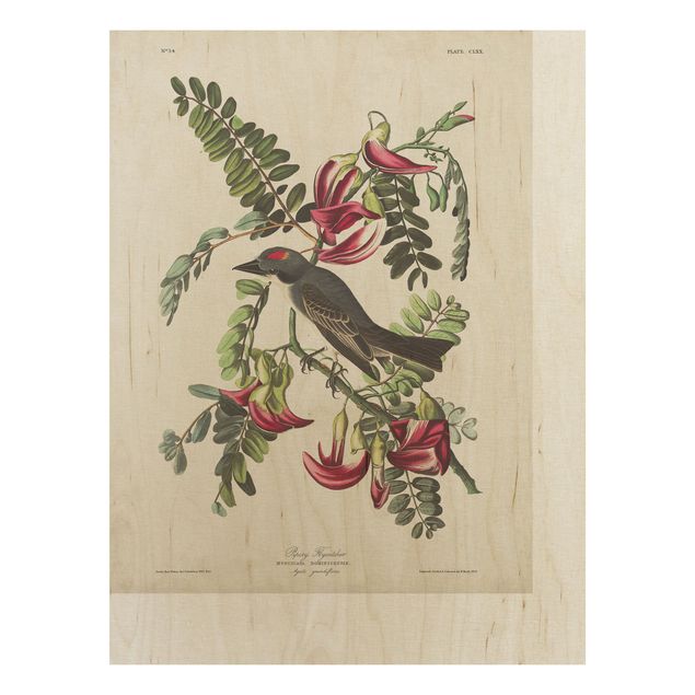 Wood prints flower Vintage Board Flycatchers II