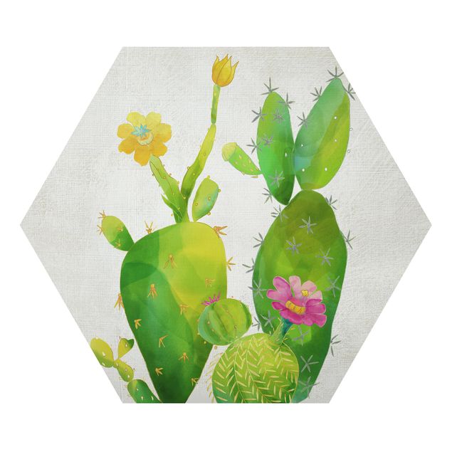 Wall art yellow Cactus Family In Pink And Yellow
