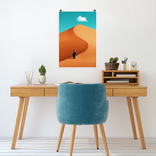 Landscape canvas prints Desert With Penguin