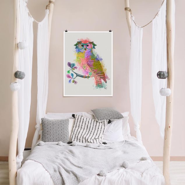 Modern art prints Rainbow Splash Owl