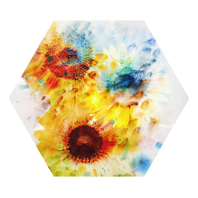 Prints modern Watercolour Flowers Sunflowers