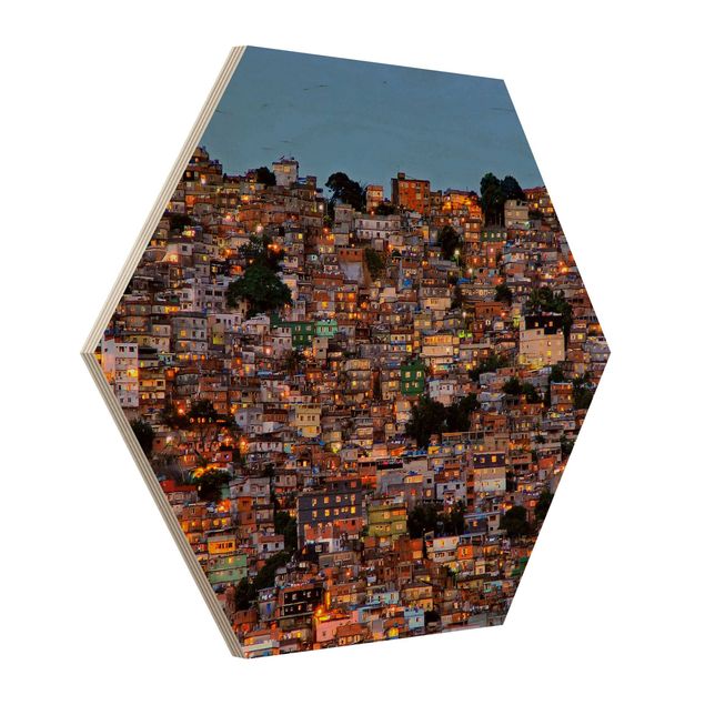 Wooden hexagon - Rio De Janeiro Favela Sunset