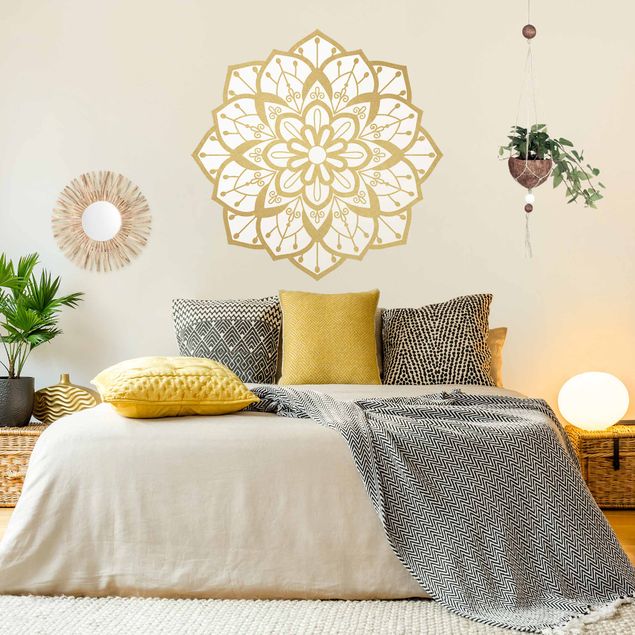 Wall stickers ornaments Mandala Flower Pattern Gold White