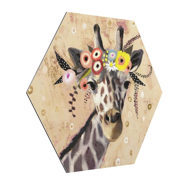 Prints modern Klimt Giraffe
