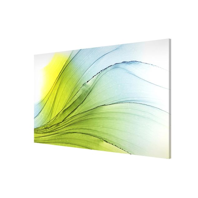 Abstract canvas wall art Mottled Yellow With Azure