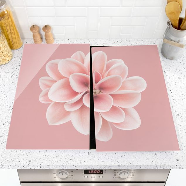 Stove top covers flower Dahlia Pink Blush Flower Centered