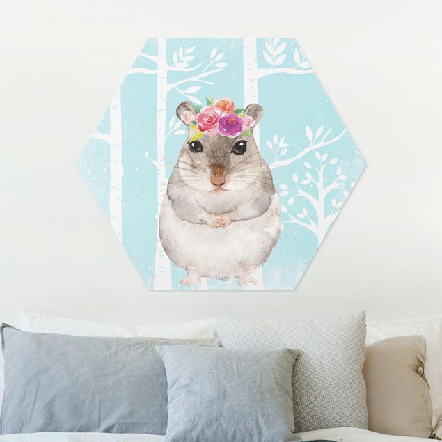 Nursery decoration Watercolor Hamster Turquoise