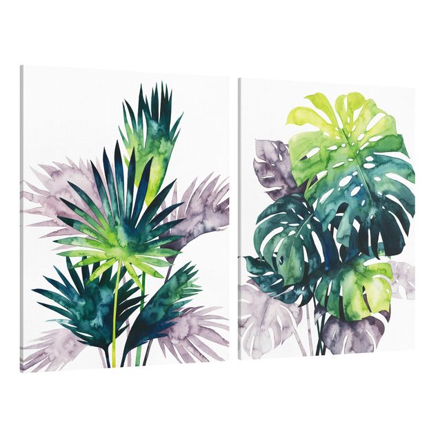 Modern art prints Exotic Foliage - Fan Palm And Monstera Set I
